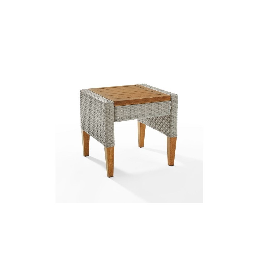 Capella Outdoor Wicker Side Table Gray/Acorn