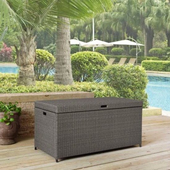 Palm Harbor Outdoor Wicker Storage Bin Weathered Gray