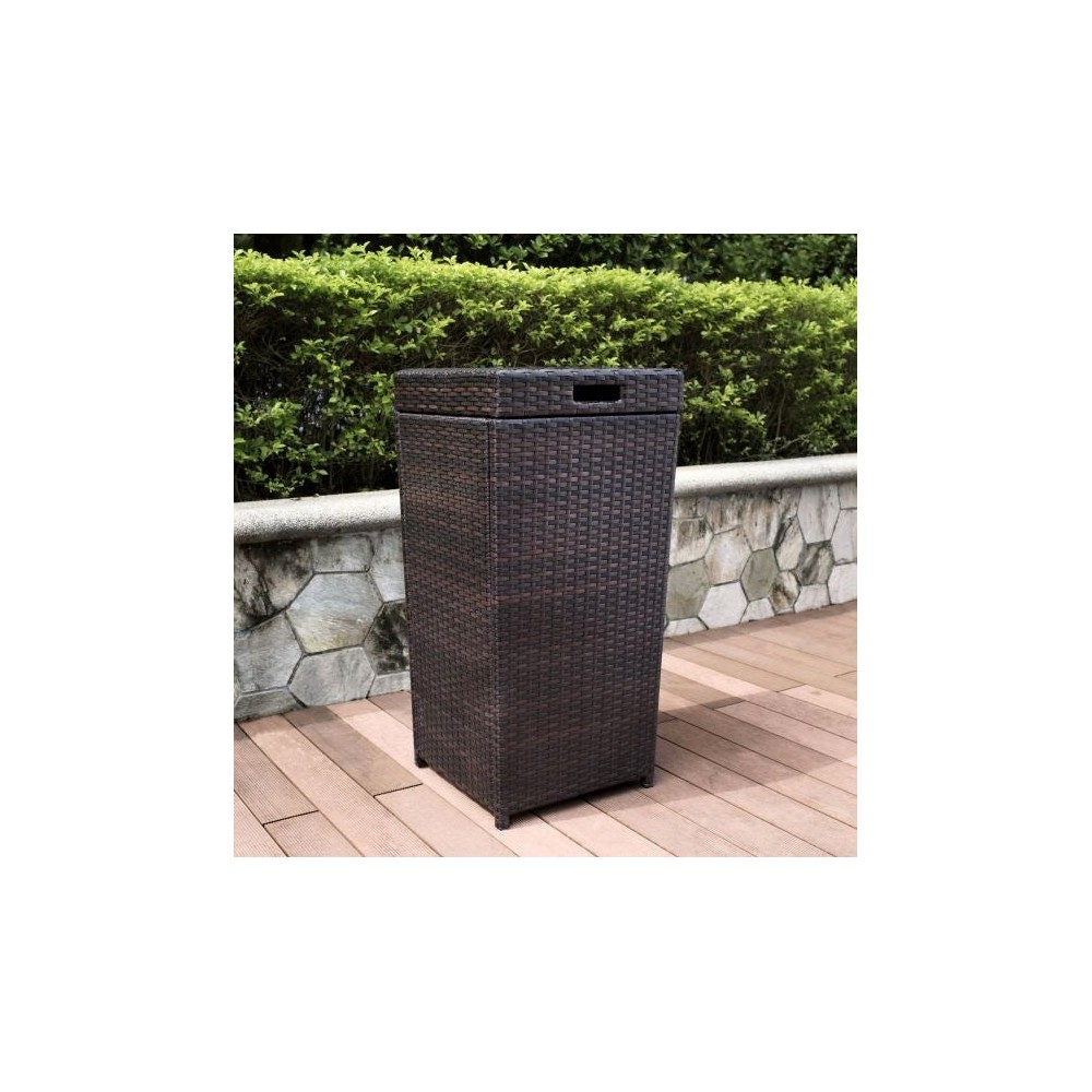 Palm Harbor Outdoor Wicker Trash Bin Brown