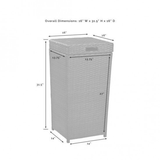 Palm Harbor Outdoor Wicker Trash Bin Brown