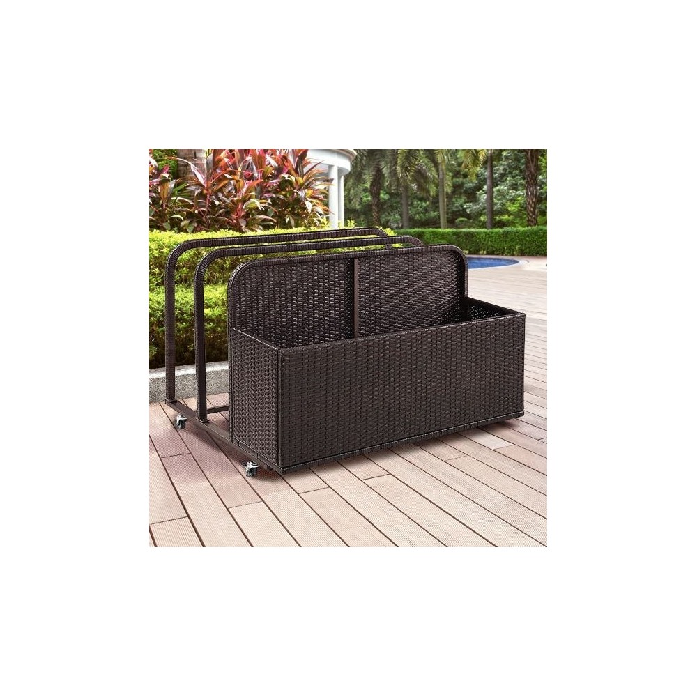 Palm Harbor Outdoor Wicker Pool Storage Caddy Brown