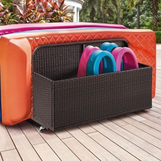 Palm Harbor Outdoor Wicker Pool Storage Caddy Brown