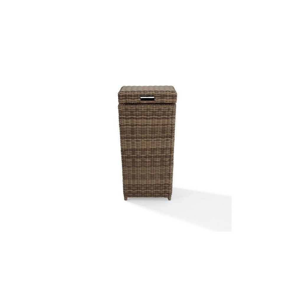 Bradenton Outdoor Wicker Trash Can Weathered Brown