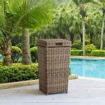 Bradenton Outdoor Wicker Trash Can Weathered Brown