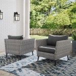 Richland 2Pc Outdoor Wicker Armchair Set Charcoal/Gray - 2 Armchairs