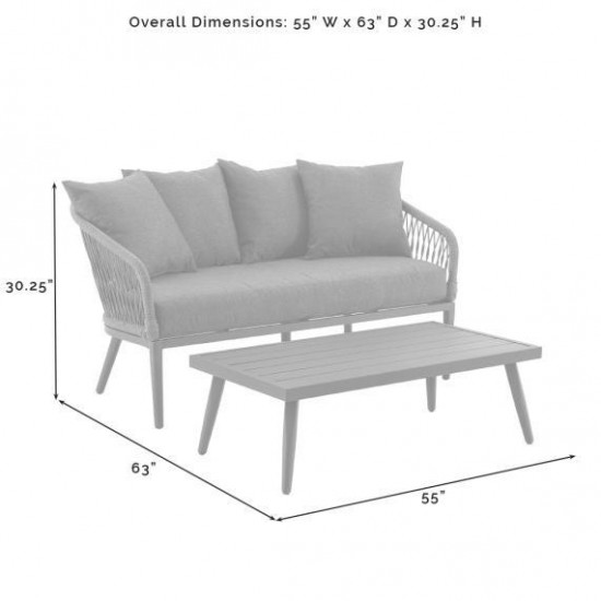 Dover 2Pc Outdoor Rope Conversation Set Charcoal