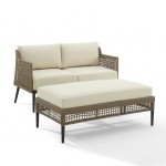 Southwick 2Pc Outdoor Wicker Conversation Set Creme