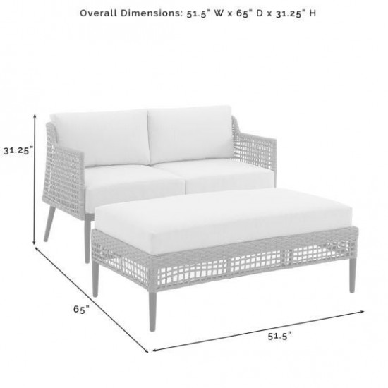 Southwick 2Pc Outdoor Wicker Conversation Set Creme