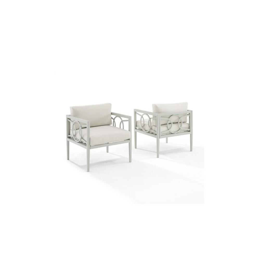 Ashford 2Pc Outdoor Metal Armchair Set Creme/Gray - 2 Armchairs Ashford 2Pc Outdoor Metal Armchair Set Creme/Gray - 2 Armchairs
