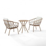 Juniper 3Pc Indoor/Outdoor Wicker Bistro Set Creme