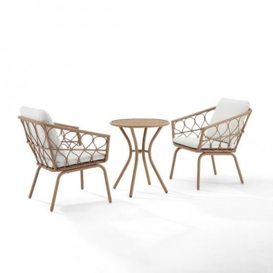 Juniper 3Pc Indoor/Outdoor Wicker Bistro Set Creme