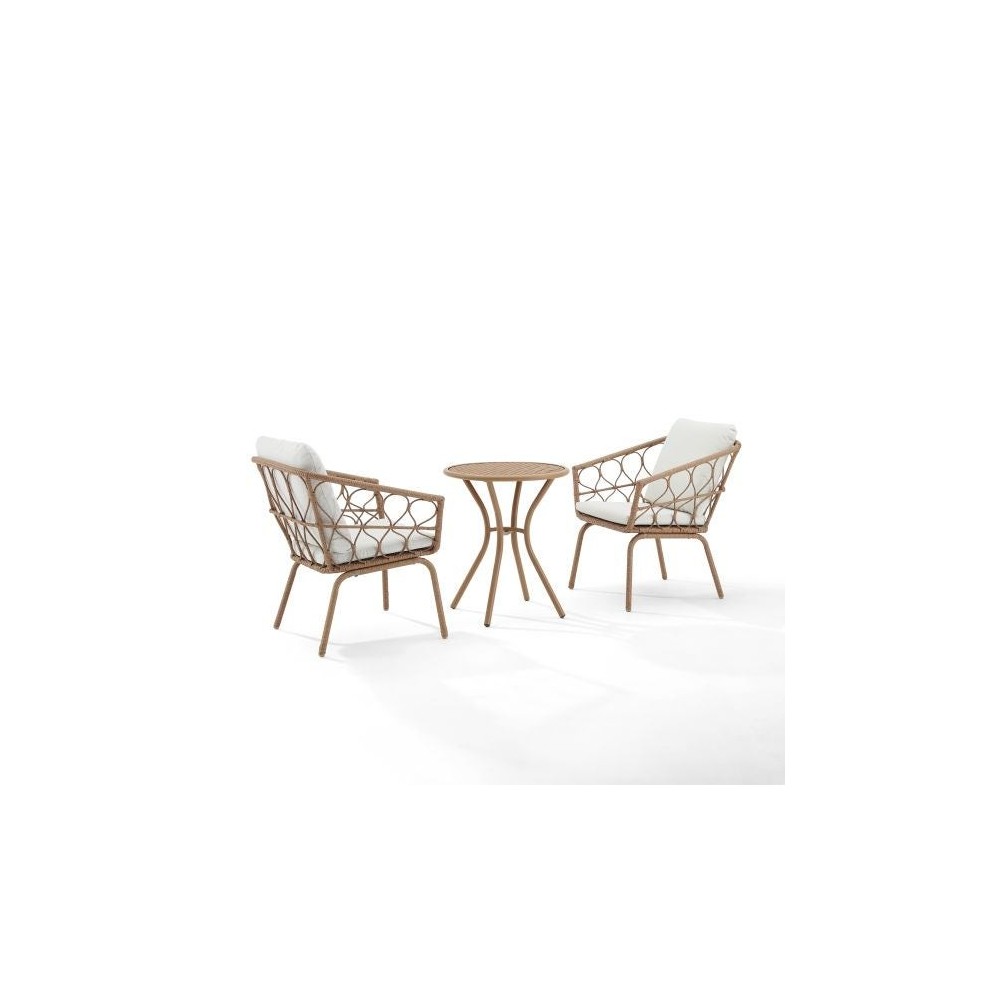 Juniper 3Pc Indoor/Outdoor Wicker Bistro Set Creme