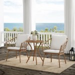 Juniper 3Pc Indoor/Outdoor Wicker Bistro Set Creme