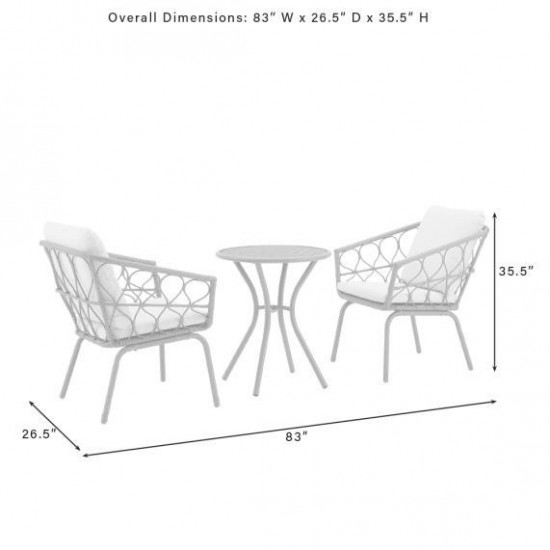 Juniper 3Pc Indoor/Outdoor Wicker Bistro Set Creme