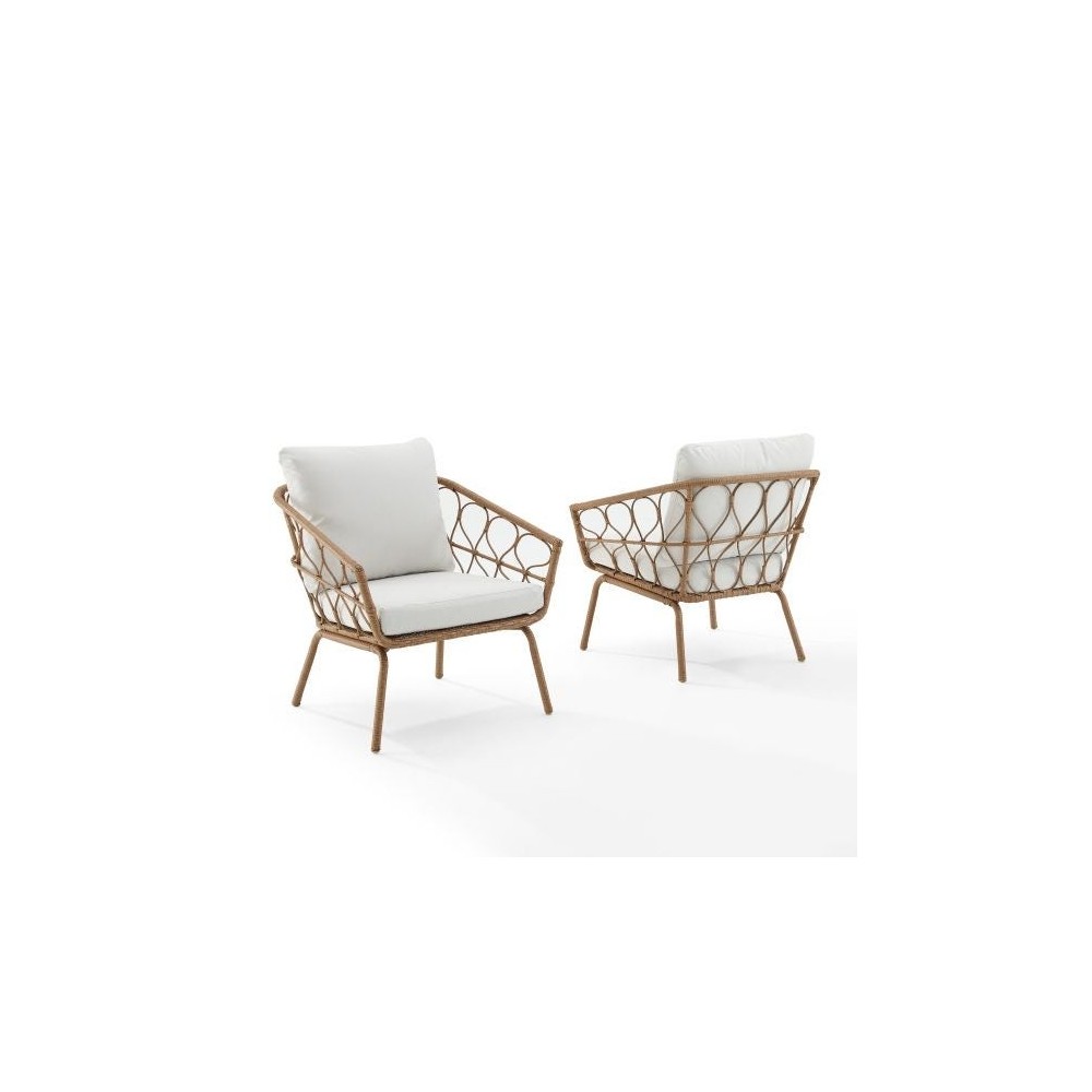 Juniper 2Pc Indoor/Outdoor Wicker Armchair Set Creme/Natural - 2 Armchairs