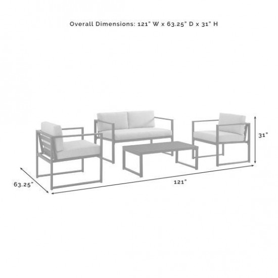 Hamilton 4Pc Outdoor Metal Conversation Set Gray