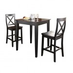 3Pc Pub Dining Set W/X-Back Stools Black - Pub Table & 2 Counter Stools