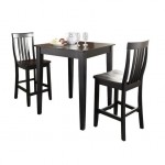 3Pc Pub Dining Set W/School House Stools Black - Pub Table & 2 Counter Stools