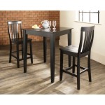 3Pc Pub Dining Set W/School House Stools Black - Pub Table & 2 Counter Stools