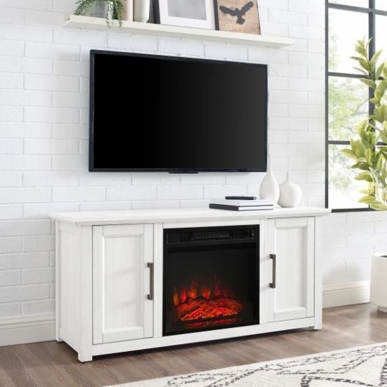 Camden 48" Low Profile Tv Stand W/Fireplace Whitewash
