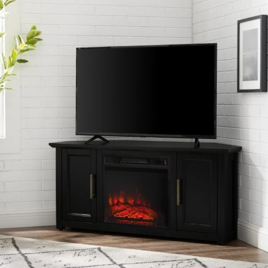 Camden 48" Corner Tv Stand W/Fireplace Black