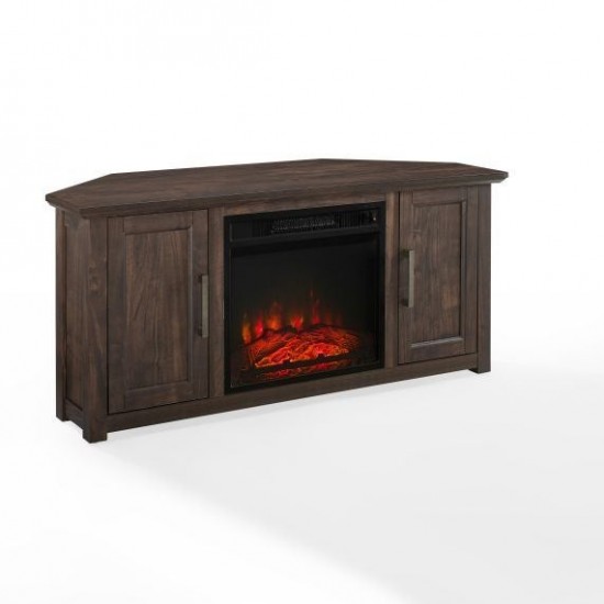 Camden 48" Corner Tv Stand W/Fireplace Dark Walnut