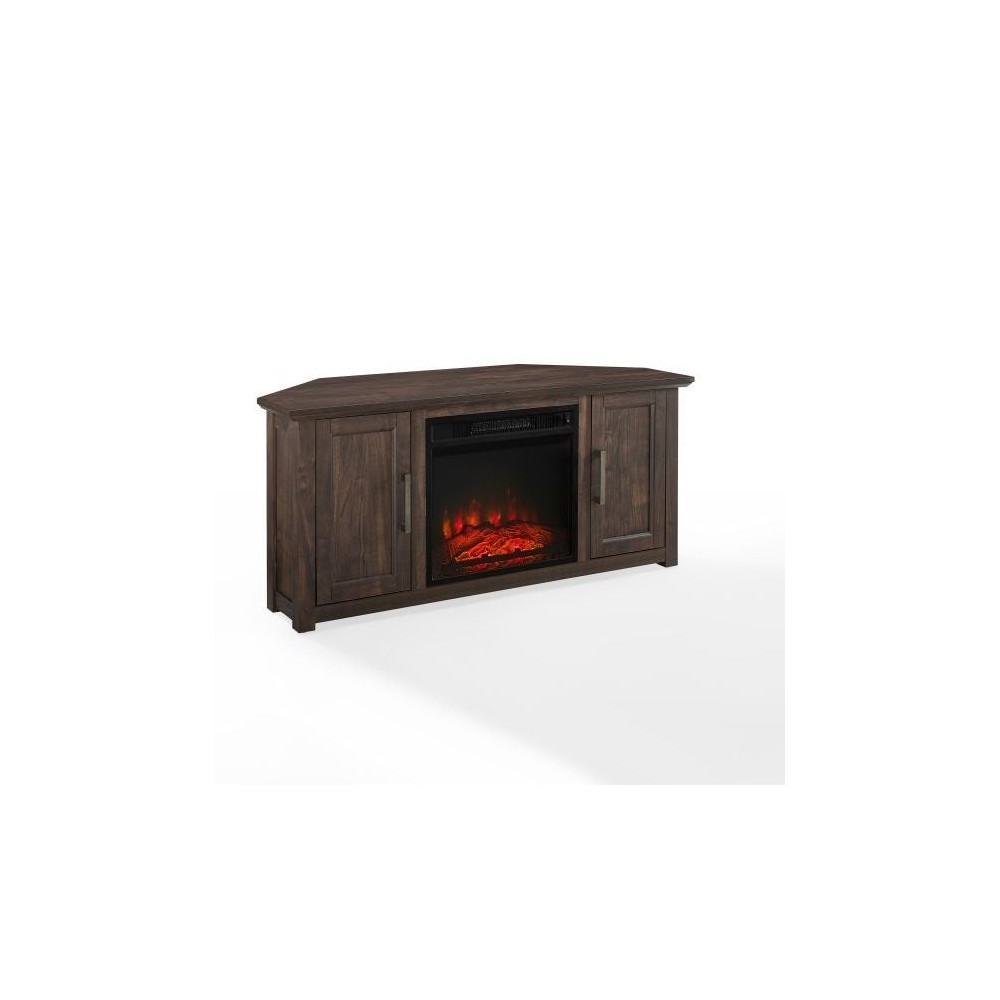 Camden 48" Corner Tv Stand W/Fireplace Dark Walnut