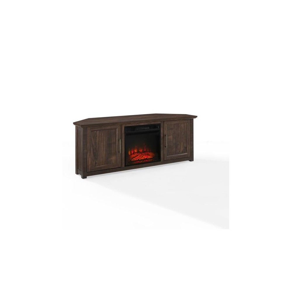 Camden 58" Corner Tv Stand W/Fireplace Dark Walnut