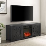 Gordon 58" Low Profile Tv Stand W/Fireplace Black