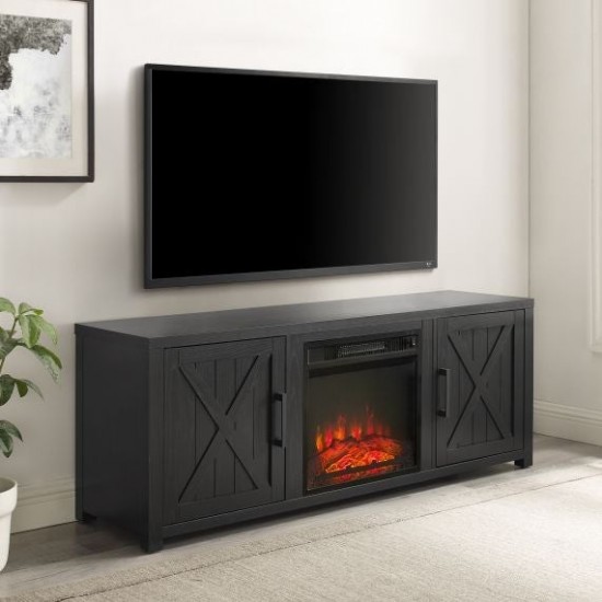 Gordon 58" Low Profile Tv Stand W/Fireplace Black