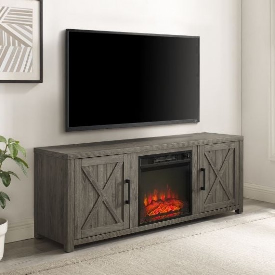 Gordon 58" Low Profile Tv Stand W/Fireplace Graywash