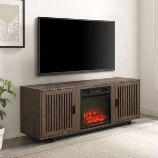 Silas 58" Low Profile Tv Stand W/Fireplace Walnut