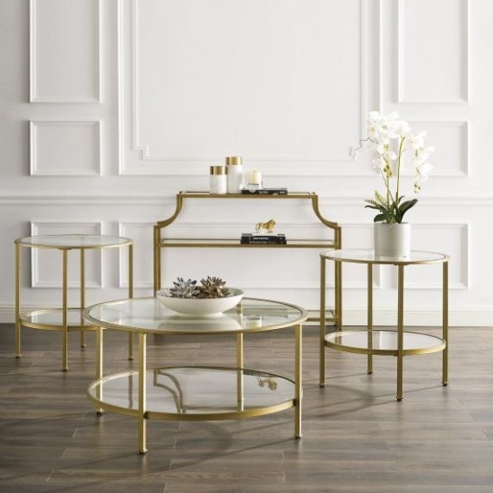 Aimee 4Pc Coffee Table Set Soft Gold - Console, Coffee, 2 End Tables