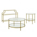 Aimee 3Pc Coffee Table Set Soft Gold - Console, Coffee, End Table