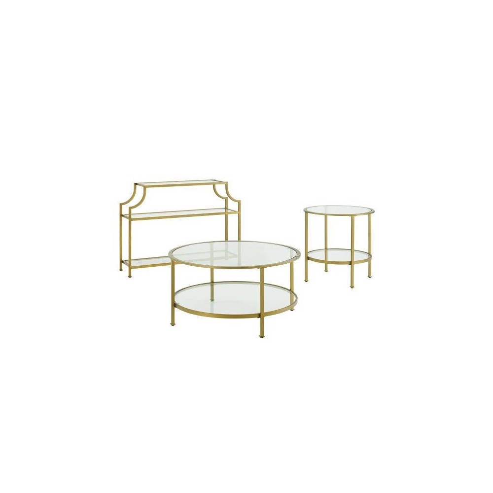 Aimee 3Pc Coffee Table Set Soft Gold - Console, Coffee, End Table