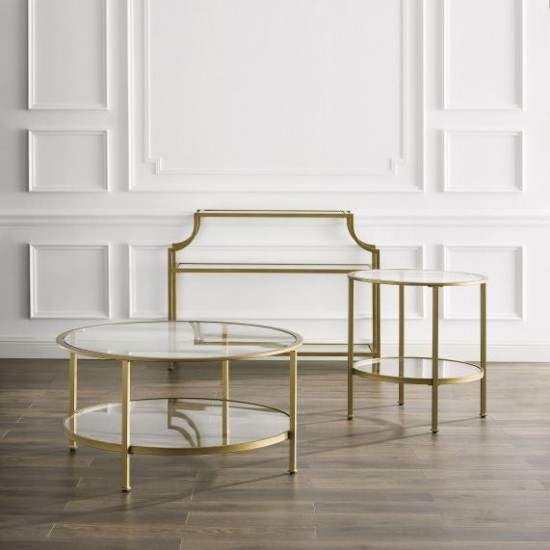 Aimee 3Pc Coffee Table Set Soft Gold - Console, Coffee, End Table