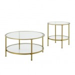 Aimee 2Pc Coffee Table Set Soft Gold - Coffee & End Table