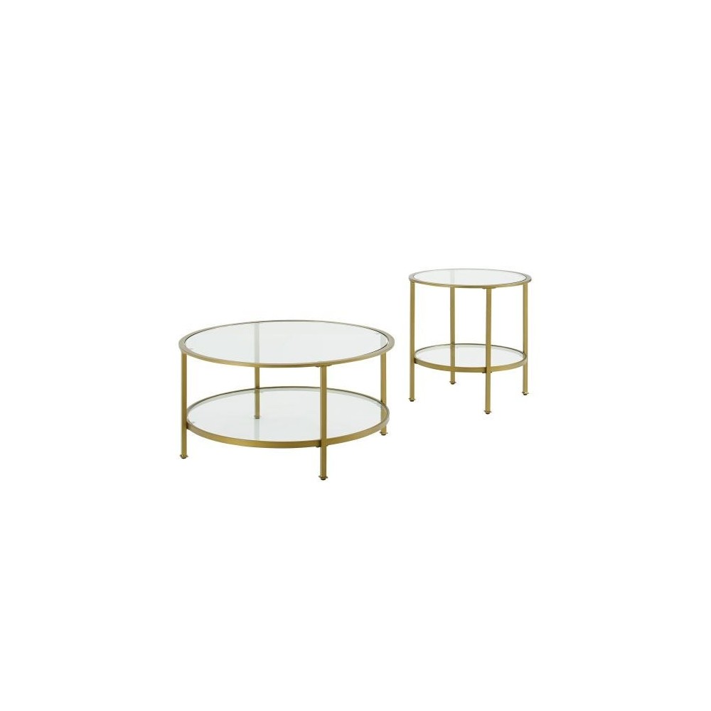 Aimee 2Pc Coffee Table Set Soft Gold - Coffee & End Table