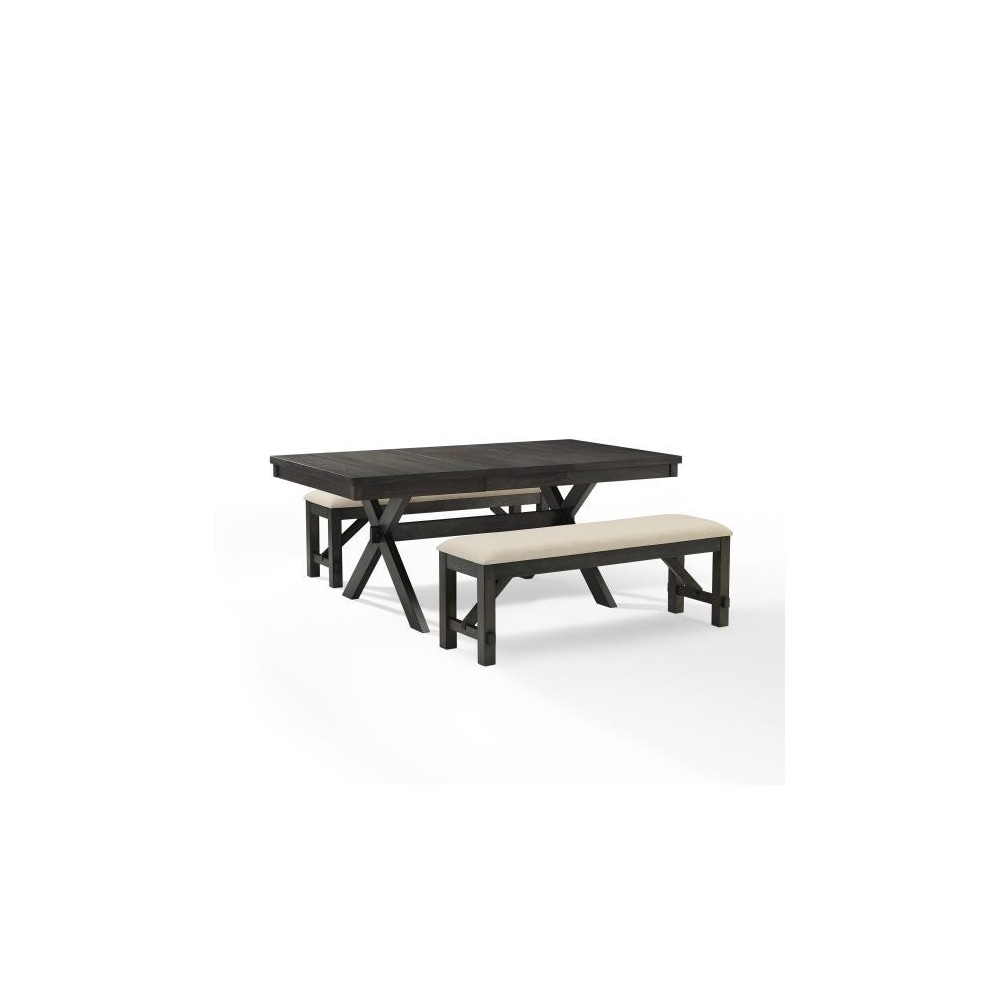 Hayden 3Pc Dining Set Slate - Table & 2 Benches