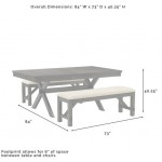 Hayden 3Pc Dining Set Slate - Table & 2 Benches