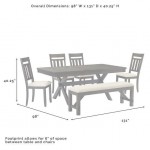 Hayden 6Pc Dining Set Slate - Table, Bench & 4 Slat Back Chairs