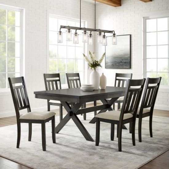 Hayden 7Pc Dining Set Slate - Table & 6 Slat Back Chairs