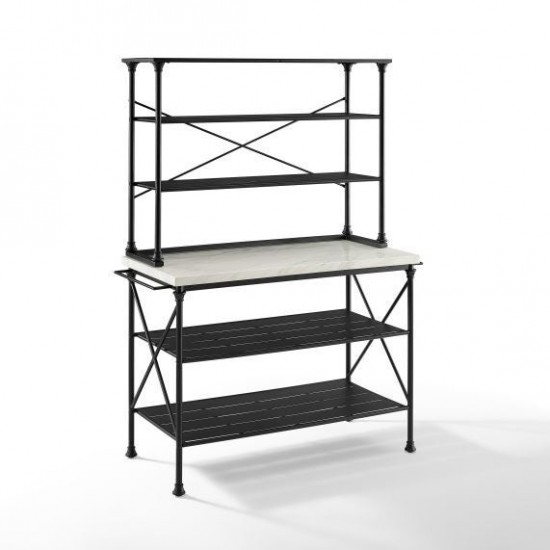 Madeleine Kitchen Island And Hutch Matte Black - Island & Hutch