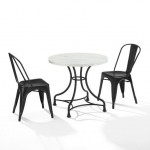 Madeleine 32" 3Pc Dining Set W/ Amelia Chairs Matte Black - Table & 2 Chairs