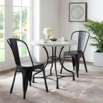 Madeleine 32" 3Pc Dining Set W/ Amelia Chairs Matte Black - Table & 2 Chairs