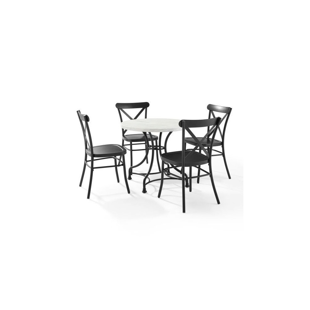 Madeleine 32" 5Pc Dining Set W/Camille Chairs Matte Black - Table & 4 Chairs