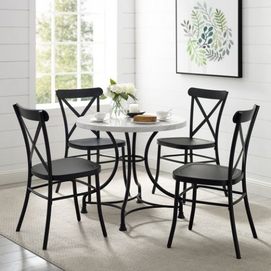 Madeleine 32" 5Pc Dining Set W/Camille Chairs Matte Black - Table & 4 Chairs