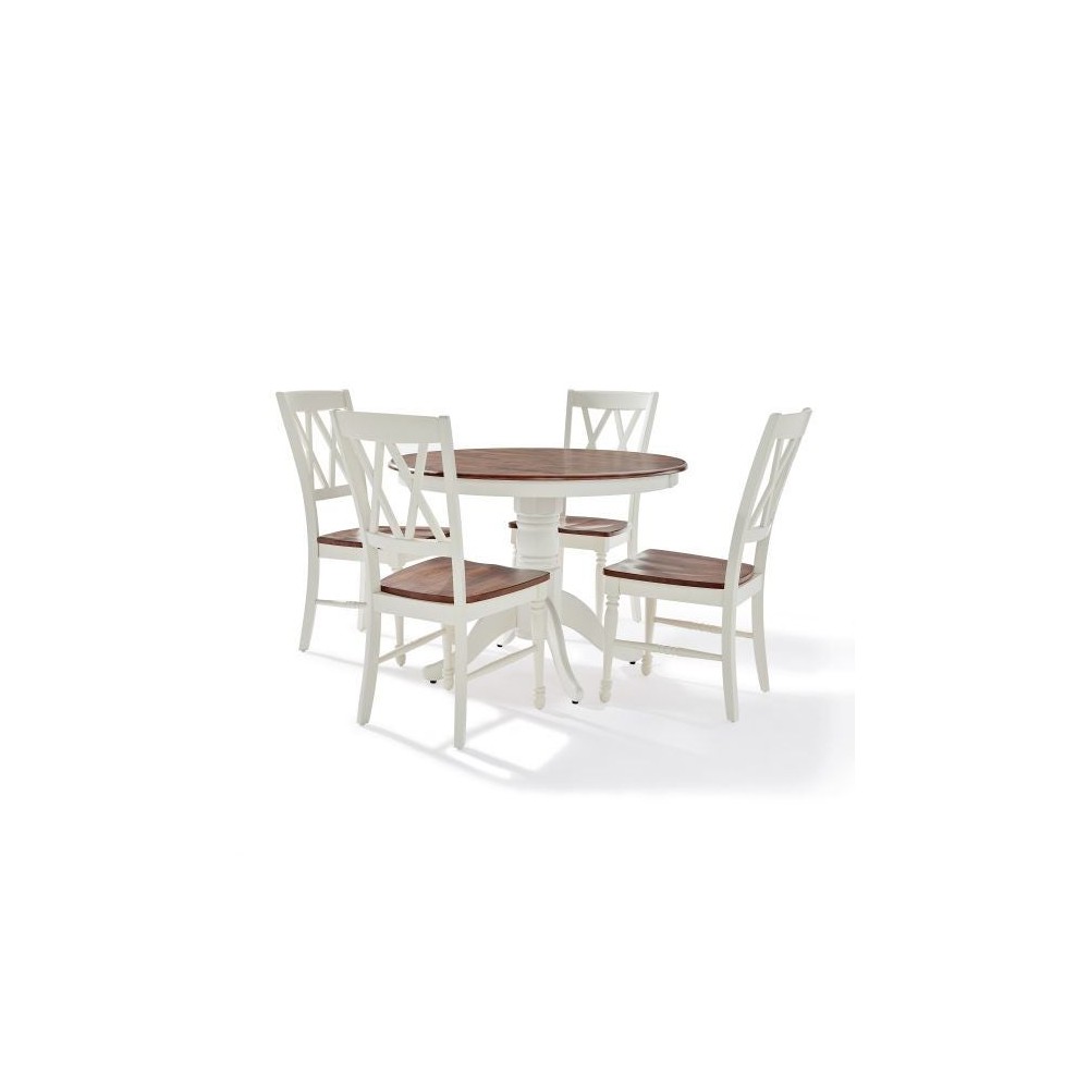 Shelby 5Pc Round Dining Set White - Table, 4 Chairs