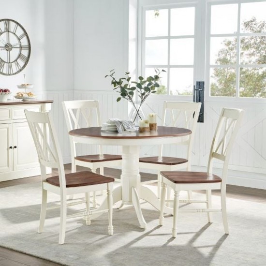 Shelby 5Pc Round Dining Set White - Table, 4 Chairs