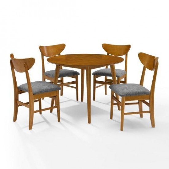 Landon 5Pc Round Dining Set Acorn - Table & 4 Wood Back Chairs